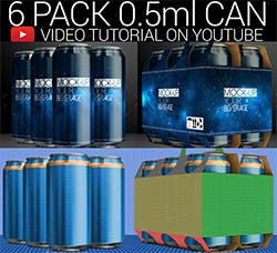 易拉罐品牌包装展示模型(0.5ml/正侧面)：6 Pack 0.5ml Can 02